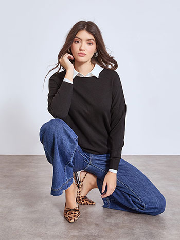 Πουλόβερ με αφινίριστη λαιμόκοψη WT7572.4096+1