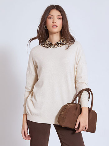 Πουλόβερ με αφινίριστη λαιμόκοψη WT7572.4096+4