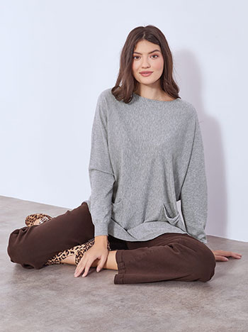 Πουλόβερ μακρύ με τσέπες WT7572.4297+6