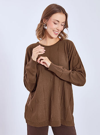 Πουλόβερ ανάγλυφο με παγιέτες WT7572.4371+3