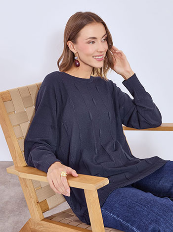 Πουλόβερ ανάγλυφο με παγιέτες WT7572.4371+6