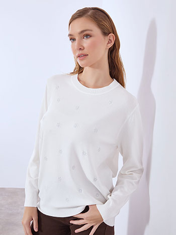 Πουλόβερ με μεταλλιζέ λουλούδια WT7572.4607+7