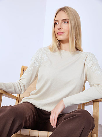 Πουλόβερ με κέντημα στους ώμους WT7572.4612+4