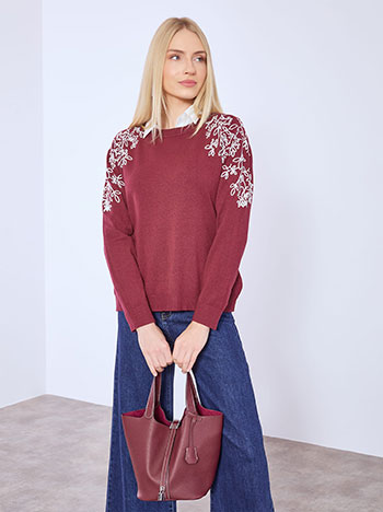 Πουλόβερ με κέντημα στους ώμους WT7572.4612+5