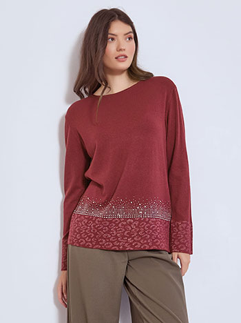 Πουλόβερ με strass και animal print WT7572.4613+5