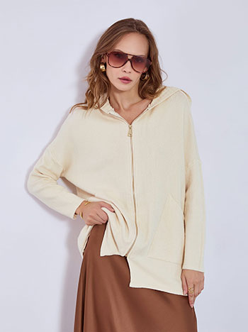 Ζακέτα μακριά με κουκούλα WT7572.5307+3