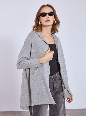Ζακέτα μακριά με κουκούλα WT7572.5307+2