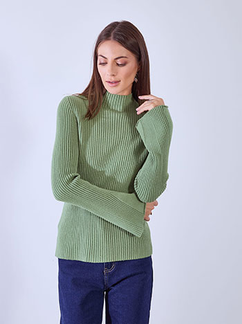 Πουλόβερ ριπ με μανίκι καμπάνα WT7583.4016+6