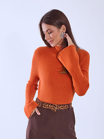 Πουλόβερ ριπ με μανίκι καμπάνα WT7583.4016+5