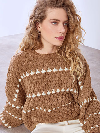 Πουλόβερ πλεκτό με ρίγες WT7583.4562+3