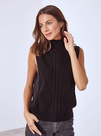 Πουλόβερ αμάνικο με πίσω κουμπιά WT7583.4692+1