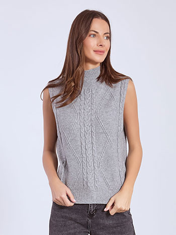 Πουλόβερ αμάνικο με πίσω κουμπιά WT7583.4692+6