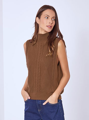 Πουλόβερ αμάνικο με πίσω κουμπιά WT7583.4692+4