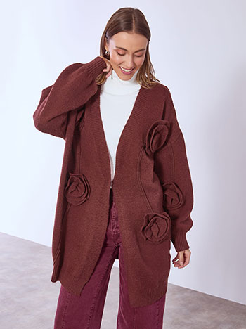 Ζακέτα πλεκτή με λουλούδια WT7583.5866+4