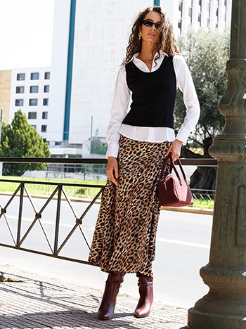 Φούστα λεοπάρ σατέν WT7584.2390+1