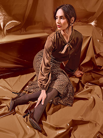 Φούστα μίντι με παγιέτες WT7584.2830+2