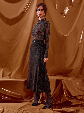 Φούστα μίντι με παγιέτες WT7584.2830+1