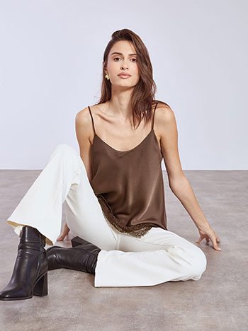 Τοπ σατέν lingerie με δαντέλα WT7584.4573+2