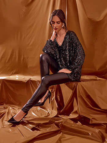 Μπλούζα oversized με παγιέτες WT7584.4592+1