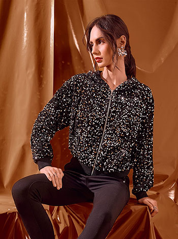 Ζακέτα bomber βελούδινη με παγιέτες WT7585.5789+2