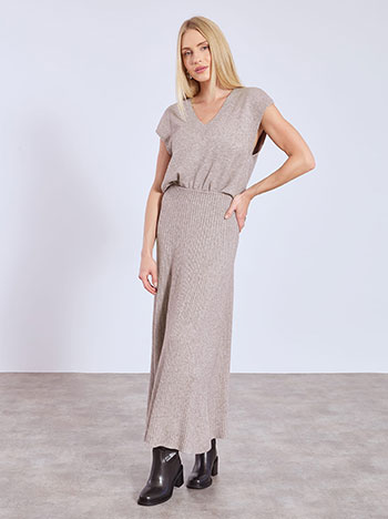 Φούστα μάξι πλεκτή ριπ WT7587.2928+5