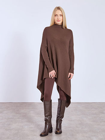 Πουλόβερ μακρύ ασύμμετρο ριπ WT7587.4008+2