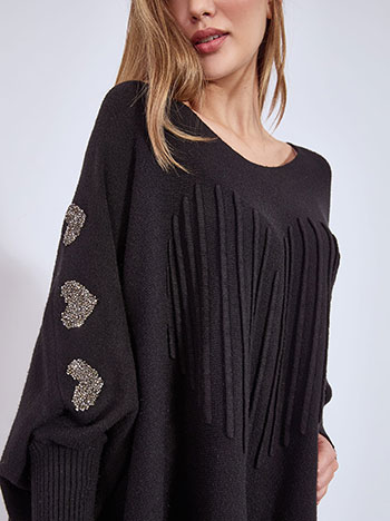 Πουλόβερ με strass καρδιές στο μανίκι WT7587.4638+1