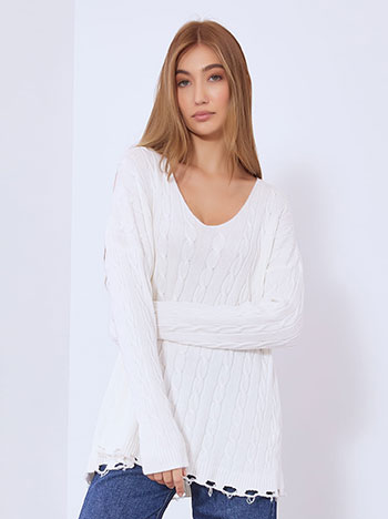 Πουλόβερ μακρύ με V λαιμόκοψη WT7587.4895+3