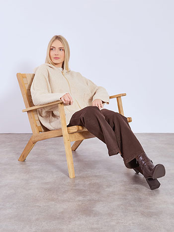 Παλτό μπουκλέ ασύμμετρο με κουκούλα WT7587.5598+4 φωτογραφία