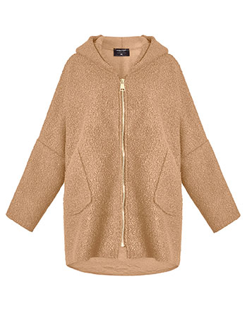 Παλτό μπουκλέ ασύμμετρο με κουκούλα WT7587.5598+3 φωτογραφία