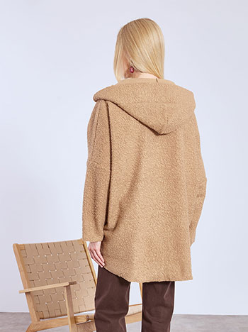 Παλτό μπουκλέ ασύμμετρο με κουκούλα WT7587.5598+3 φωτογραφία