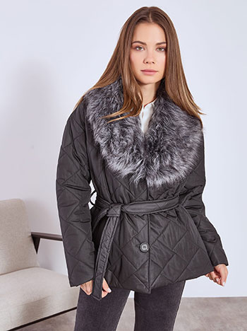 Μπουφάν με γούνα στο γιακά WT7587.6579+1