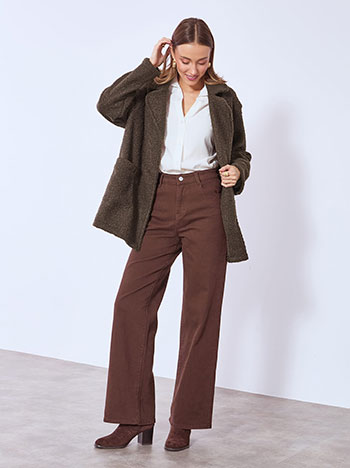 Παλτό μπουκλέ με τσέπες WT7587.7139+5 φωτογραφία