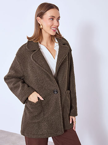 Παλτό μπουκλέ με τσέπες WT7587.7139+5