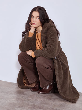 Παλτό μπουκλέ με κουκούλα WT7587.7595+2