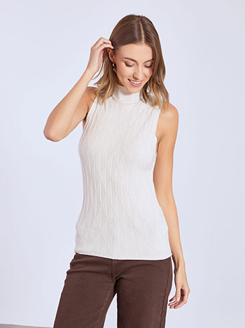 Πουλόβερ αμάνικο με ανάγλυφα σχέδια WT7589.4037+4