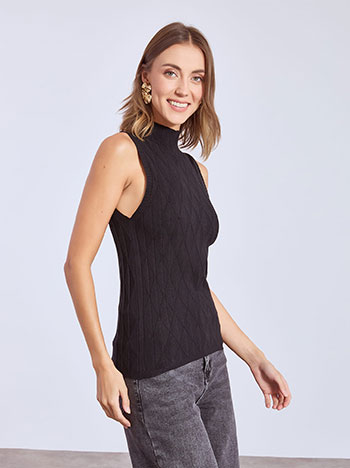 Πουλόβερ αμάνικο με ανάγλυφα σχέδια WT7589.4037+1