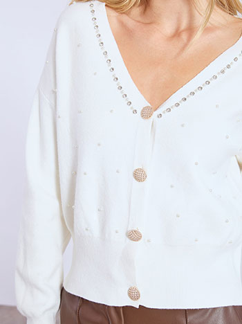 Ζακέτα με πέτρες strass και πέρλες WT7589.5021+2