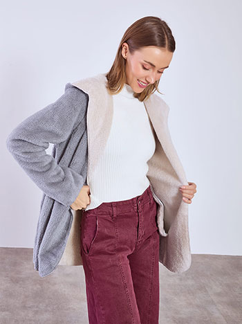 Ζακέτα χνουδωτή με κουκούλα WT7591.5894+2