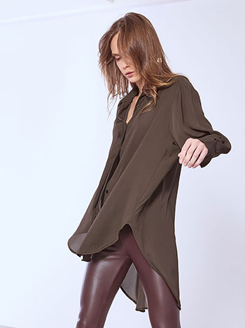 Πουκαμίσα ασύμμετρη μονόχρωμη WT7594.3111+2