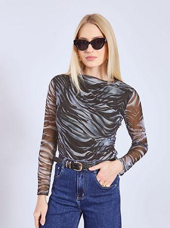 Μπλούζα animal print με σούρες WT7594.4708+1