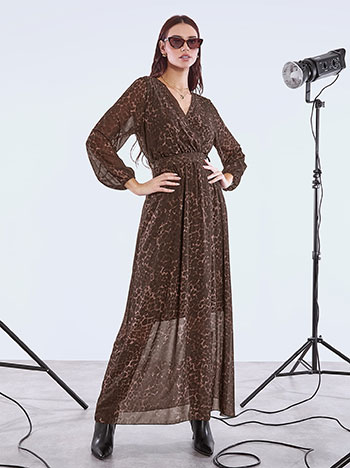 Φόρεμα μάξι λεοπάρ κρουαζέ WT7594.8698+1