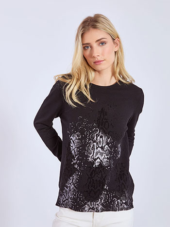 Πουλόβερ με βελούδινες λεπτομέρειες WT7605.4011+1