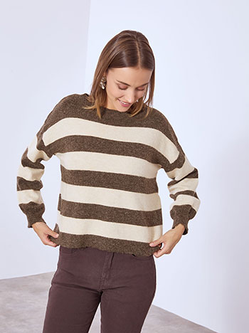 Πουλόβερ ριγέ με βισκόζη WT7605.4184+5