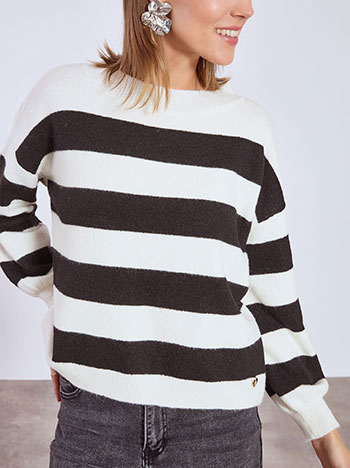 Πουλόβερ ριγέ με βισκόζη WT7605.4184+3