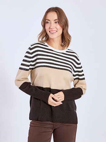 Πουλόβερ με μεταλλιζέ ρίγες WT7605.4206+1