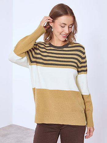 Πουλόβερ με μεταλλιζέ ρίγες WT7605.4206+4