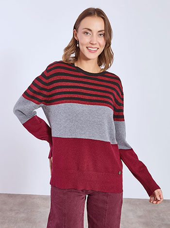 Πουλόβερ με μεταλλιζέ ρίγες WT7605.4206+5