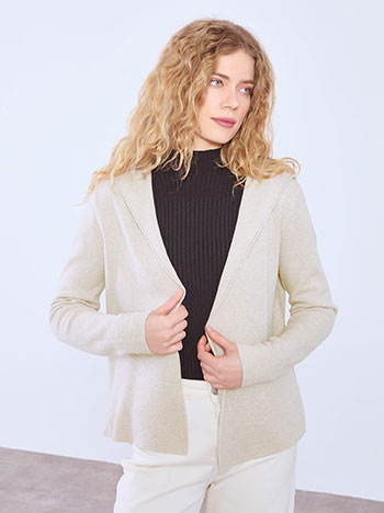 Ζακέτα μονόχρωμη με κουκούλα WT7605.5341+4