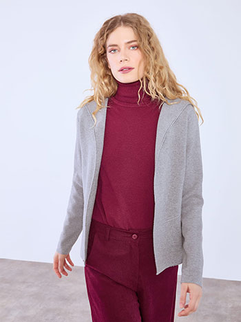 Ζακέτα μονόχρωμη με κουκούλα WT7605.5341+2